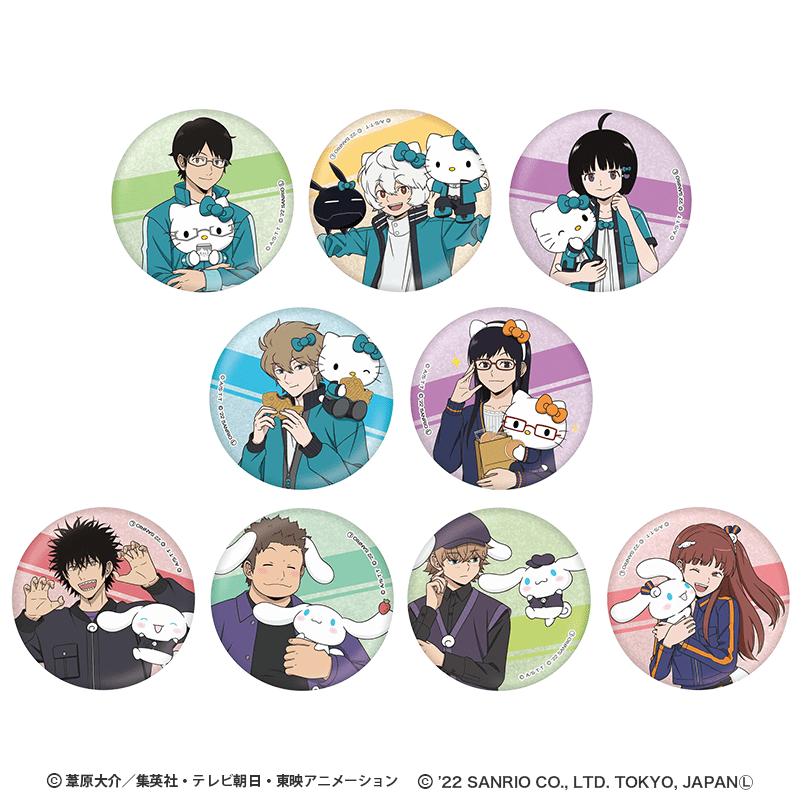 ワールドトリガー×サンリオキャラクターズ シリーズ アニメイラストグリッター缶バッジ（全9種）【トレーディング】