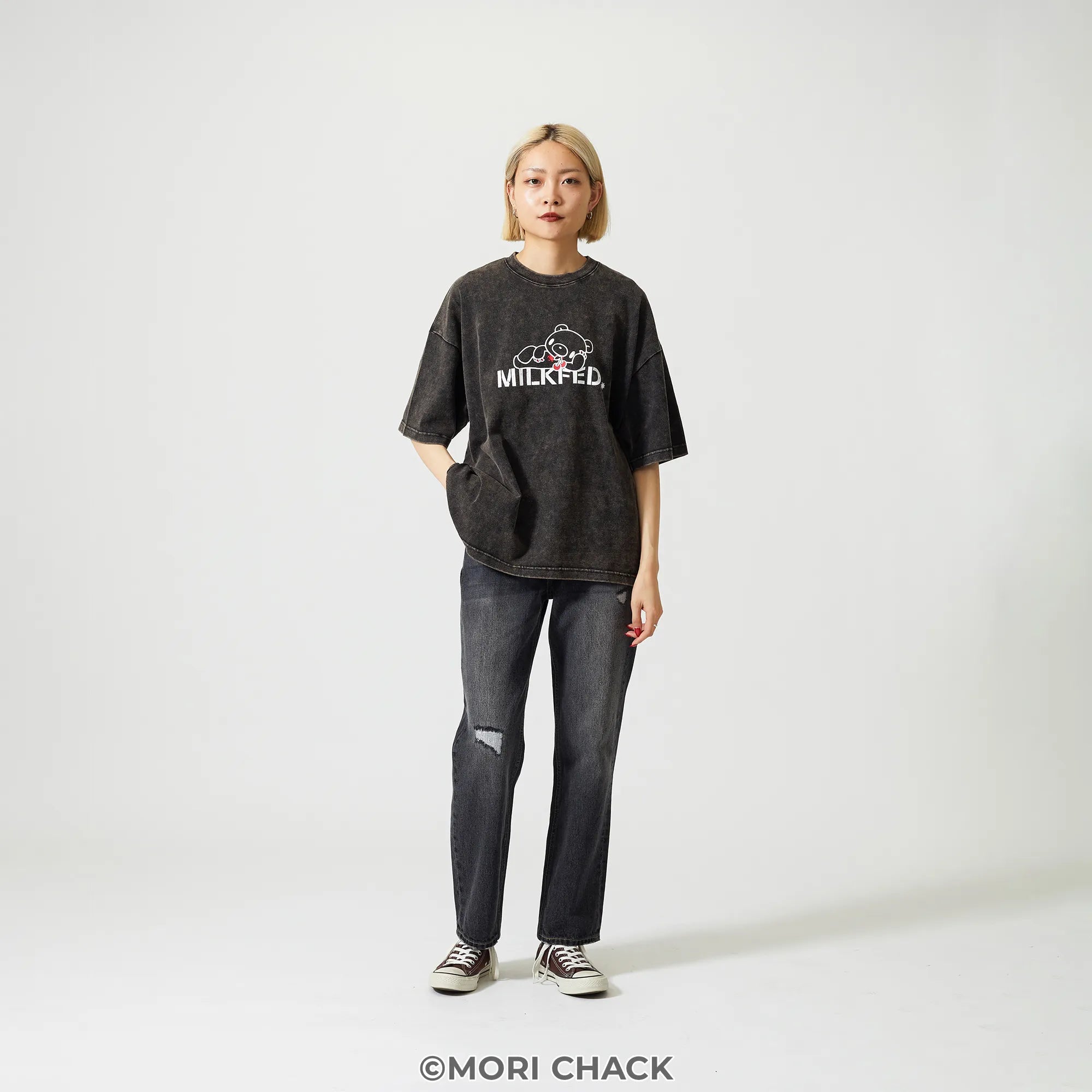 GLOOMY meets MILKFED.  VINTAGE FADE S/S TEE Extra Black【予約】【2次予約】